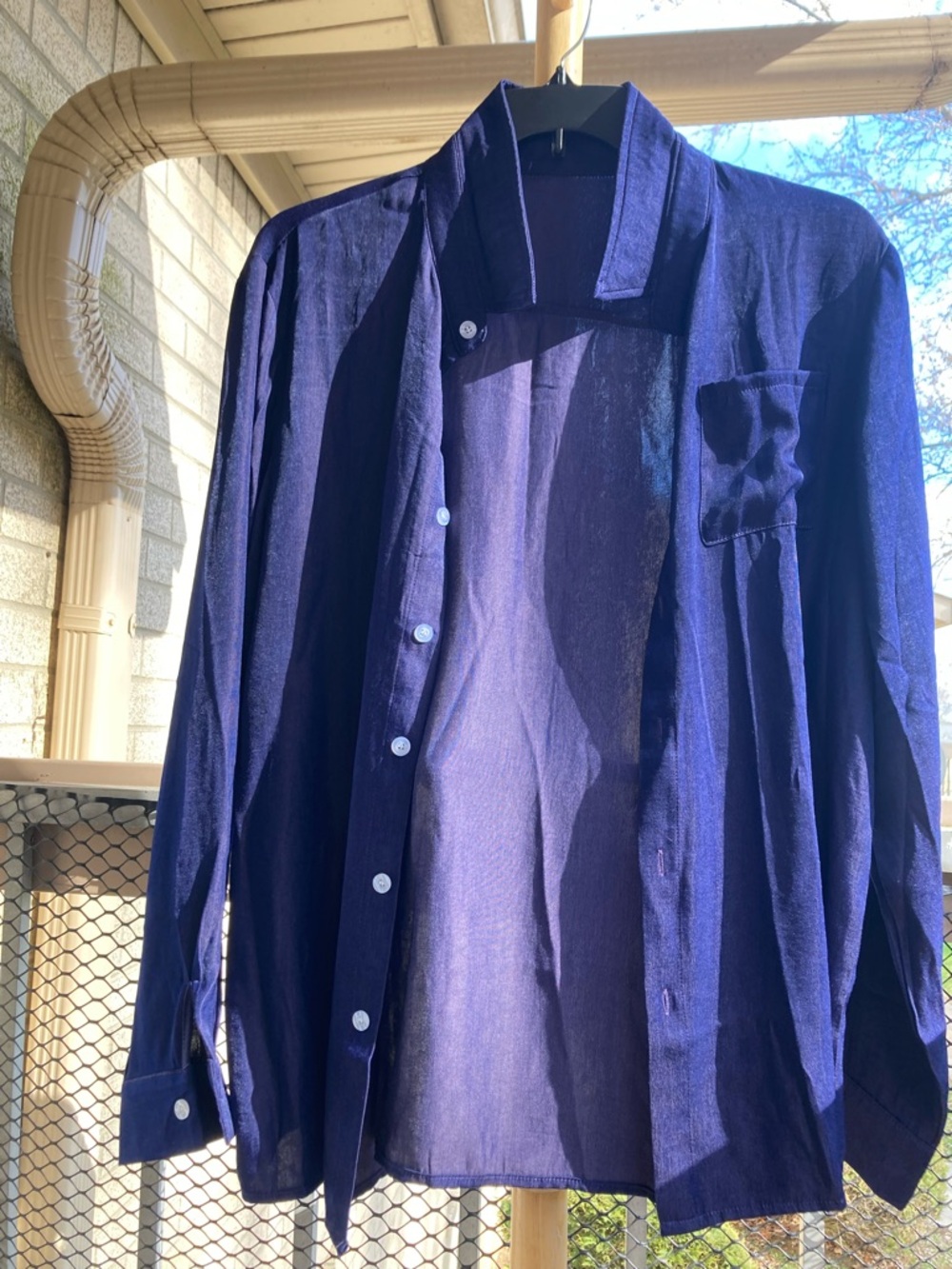 Metallic Dark Purple Slinky Super Soft Button Down Collared Shirt Whimsigoth - Picture 15 of 17